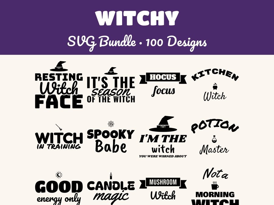 100 Witchy SVGs preview